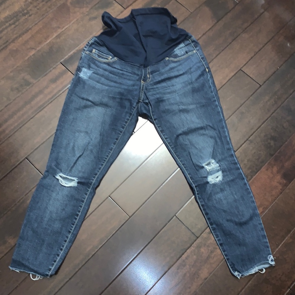 Jessica Simpson Blue Ripped Maternity Jeans. 
Over the Belly. Size Small.